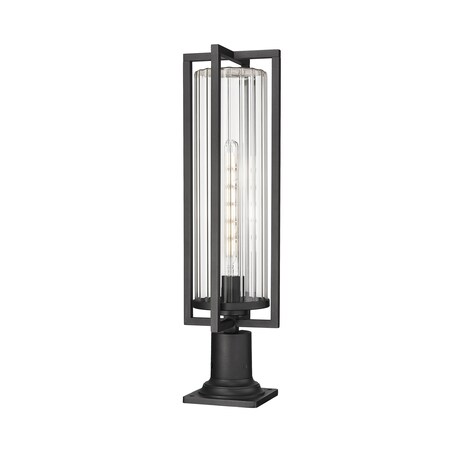 Z-Lite Aura 1 Light Outdoor Pier Mounted Fixture, 8in. W x 27.75in. H, Black 5013PHBR-533PM-BK